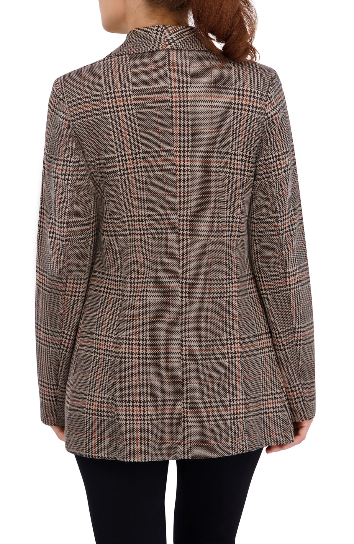 Shawl Collar Plaid Knit Unlined Blazer