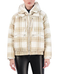 Cropped Plaid Utility Puffer