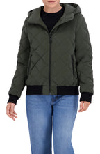 Quilted Carbon Puffer Bomber Jacket