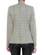 Double Breasted Plaid Knit Unlined Blazer