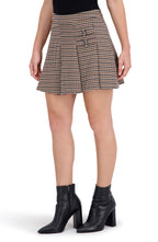 Pleated Plaid Mini Skirt w Belt Buckle Detail