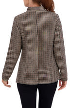 Inverted Collar Plaid One Button Unlined Blazer