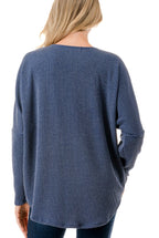 Half Zip Drop Shoulder Top