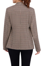 Collarless Open Front Menswear Plaid Unlined Blazer