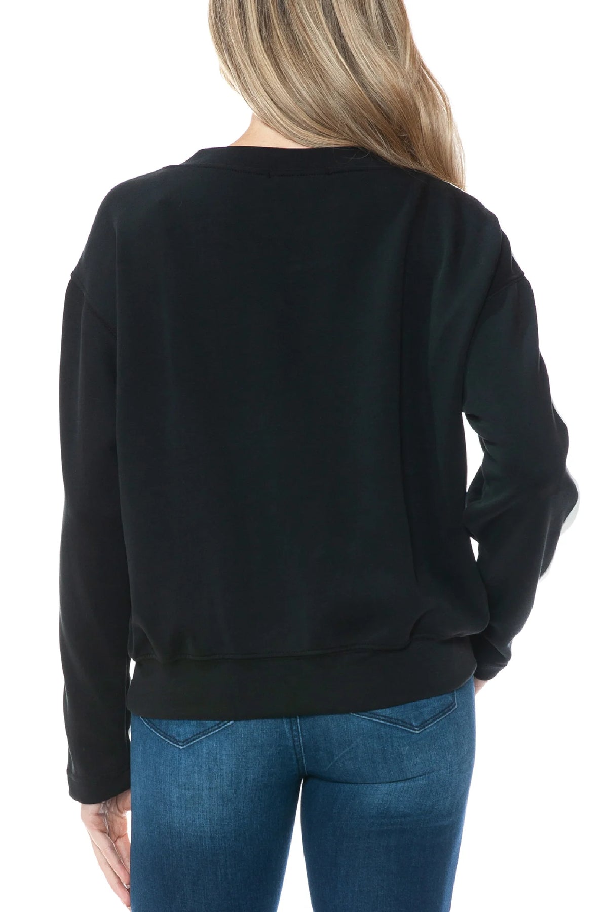 Modal Scuba Knit Crew Neck w Stripe Sleeve