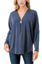 Half Zip Drop Shoulder Top
