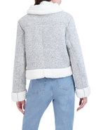 Sweater Bonded to Sherpa CF Zip Moto with Detach Hood