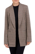Shawl Collar Plaid Knit Unlined Blazer