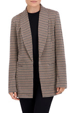 Shawl Collar Plaid Knit Unlined Blazer