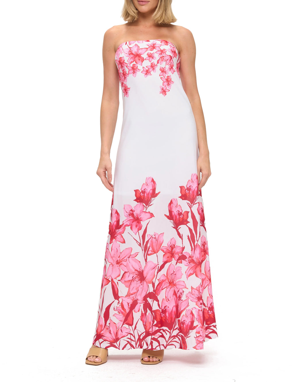 Printed Strapless Dress