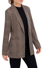 Shawl Collar Plaid Knit Unlined Blazer