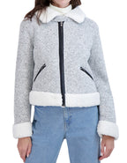Sweater Bonded to Sherpa CF Zip Moto with Detach Hood