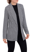 Shawl Collar Plaid Knit Unlined Blazer