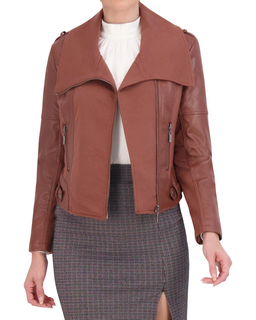 Mix Media Drape Front Moto