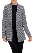 Shawl Collar Plaid Knit Unlined Blazer