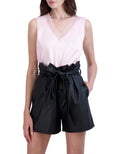 Satin V Neck with Lace Trim