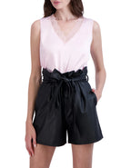 Satin V Neck with Lace Trim