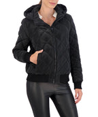 Hooded Quilted Carbon Puffer Bomber Jacket